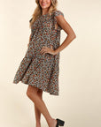 Leopard with Back Neck Button and Side Pockets Dress