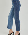 RISEN Full Size Mid-Rise Waist Two-Tones Jeans with Pockets