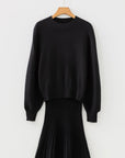 Cozy Knit Sweater & Pleated Skirt Set