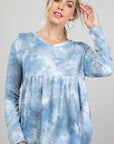 e Luna Cloud Tie Dye Casual Babydoll Top