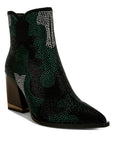 Zarka Rhinestones Embellished Block Heel Boots