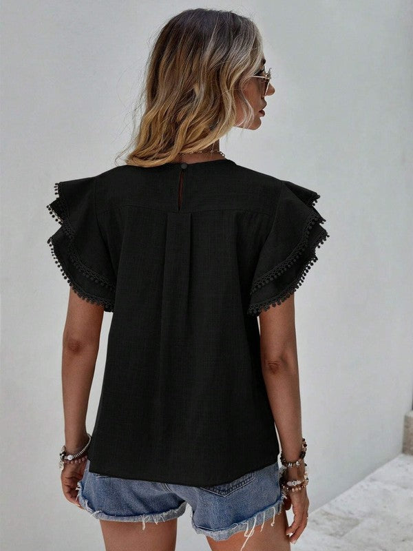 Claudia G Denise Ruffle Cap Sleeve Top