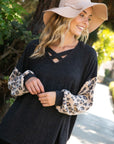 e Luna Animal Mixed Volume Sleeve Top