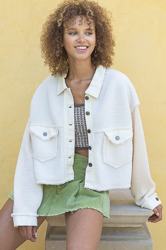 POL Button Down Jacket Cropped and Oversized - Online Only