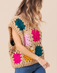 BiBi Granny Square Openwork Sweater Vest