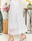 ADORA Elastic Waist Lace Midi Skirt