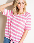 e Luna Striped Front Tie Top