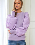Davi & Dani Pearl Embellishments Contrast Sleeves Sweater