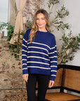 Sew In Love Striped Round Neck Sweater