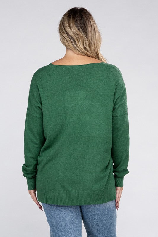 ZENANA Plus Garment Dyed Front Seam Sweater