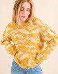 And The Why Full Size Textured Pattern Contrast Sweater