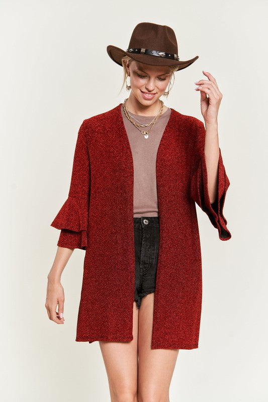 PLUS Jade by Jane Glitter Bell Sleeve Kimono Style Cardigan