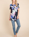 BOMBOM Printed Round Neck Short Sleeve T-Shirt