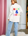 Davi & Dani Multi Color Letters Fringed Hem Detail Shirt Rock & Roll - My Pampered Life Seattle