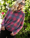 e Luna PLUS Plaid Turtleneck Top