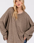 SAGE + FIG Round Neck Batwing Sleeve Oversize Top