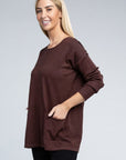 Zenana Viscose Front Pockets Sweater