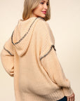 Haptics Contrast Stitching Long Sleeve Hooded Sweater