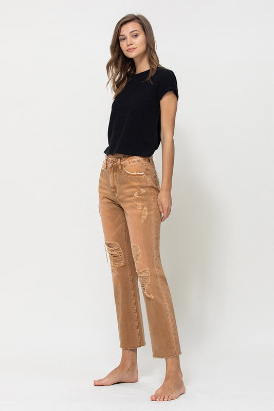 VERVET by Flying Monkey High-RIse Straight Crop Jeans