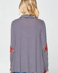 e Luna Striped Jersey Turtle Neck Casual Top