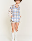 Jade By Jane Multi Plaid Fuzzy Sleeve Jacket