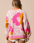 BiBi Flower Pattern Contrast Sweater