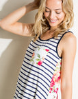 e Luna Striped Floral Mix Tank