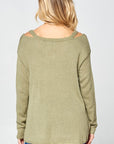 e Luna Solid Light Knit V-Neck Sweater