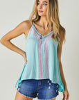 Davi & Dani Printed Sleeveless Ruffle Tank Top