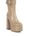 Bumpy Croc High Block Heeled Chunky Ankle Boots