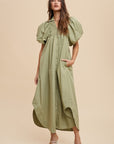 Annie Wear Smocked Puff Sleeve Midi Dress