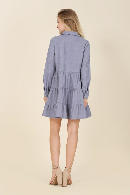 Corduroy Tiered Dress - Online Only