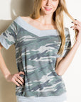 e Luna French Terry Camouflage Print Top