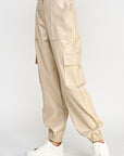 Relaxed Vegan Leather Cargo Pants