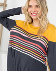 e Luna Solid Striped Mix Colorblock Top