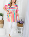 e Luna PLUS Striped Babydoll Tunic Top