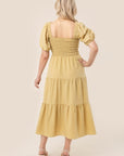 Lilou Tiered Long Dress with Puff Sleeves