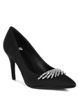 Rhodolia Diamante Brooch Detail Satin Pumps