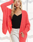 ADORA Popcorn Knit Open Front Long Sleeve Cardigan