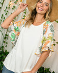 e Luna PLUS Solid Floral Mix Top