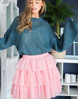 Jade by Jane PLUS Solid Mesh Tiered Skirts