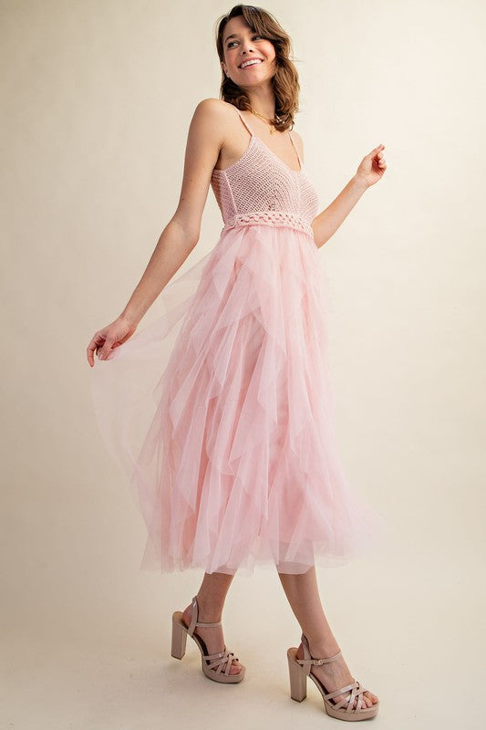 Sweet Generis | Lovely Tulle Midi Crochet Dress