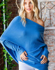 First Love Full Size Asymmetrical Hem Dolman Sleeve Sweater