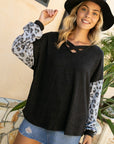 e Luna Animal Mixed Volume Sleeve Top