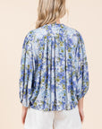 Mittoshop Flower Print Batwing Sleeve Button Down Blouse