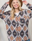 e Luna PLUS Fuzzy Aztec Button Down Shacket