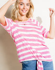 e Luna Striped Front Tie Top