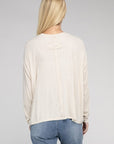 Zenana Washed Ribbed Dolman Sleeve Round Neck Top