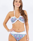 Two Piece Floral Prints Criss Cross Halter Bikini