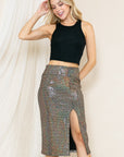 High Waist Sequin Skirt